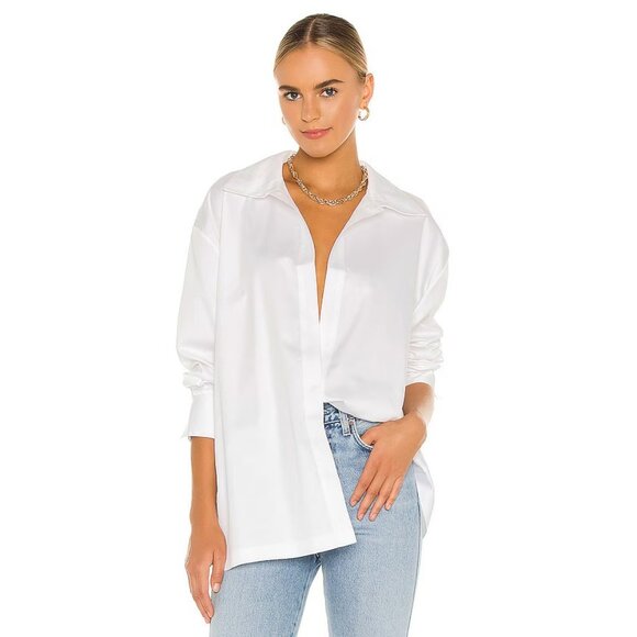 Norma Kamali Oversized Boyfriend NK Shirt in White - Picture 1 of 4